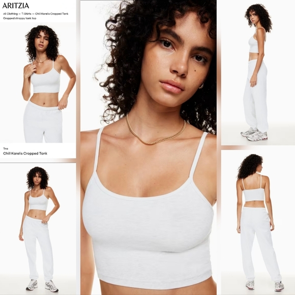 🇨🇦 Aritzia TNA Chill Karelis White Cropped Cami Top - Picture 13 of 16
